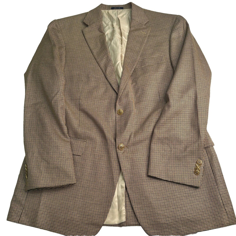 Vtg Hart Schaffner Marx Botto Giuseppe Wool Blazer Jacket Brown Herringbone 46
